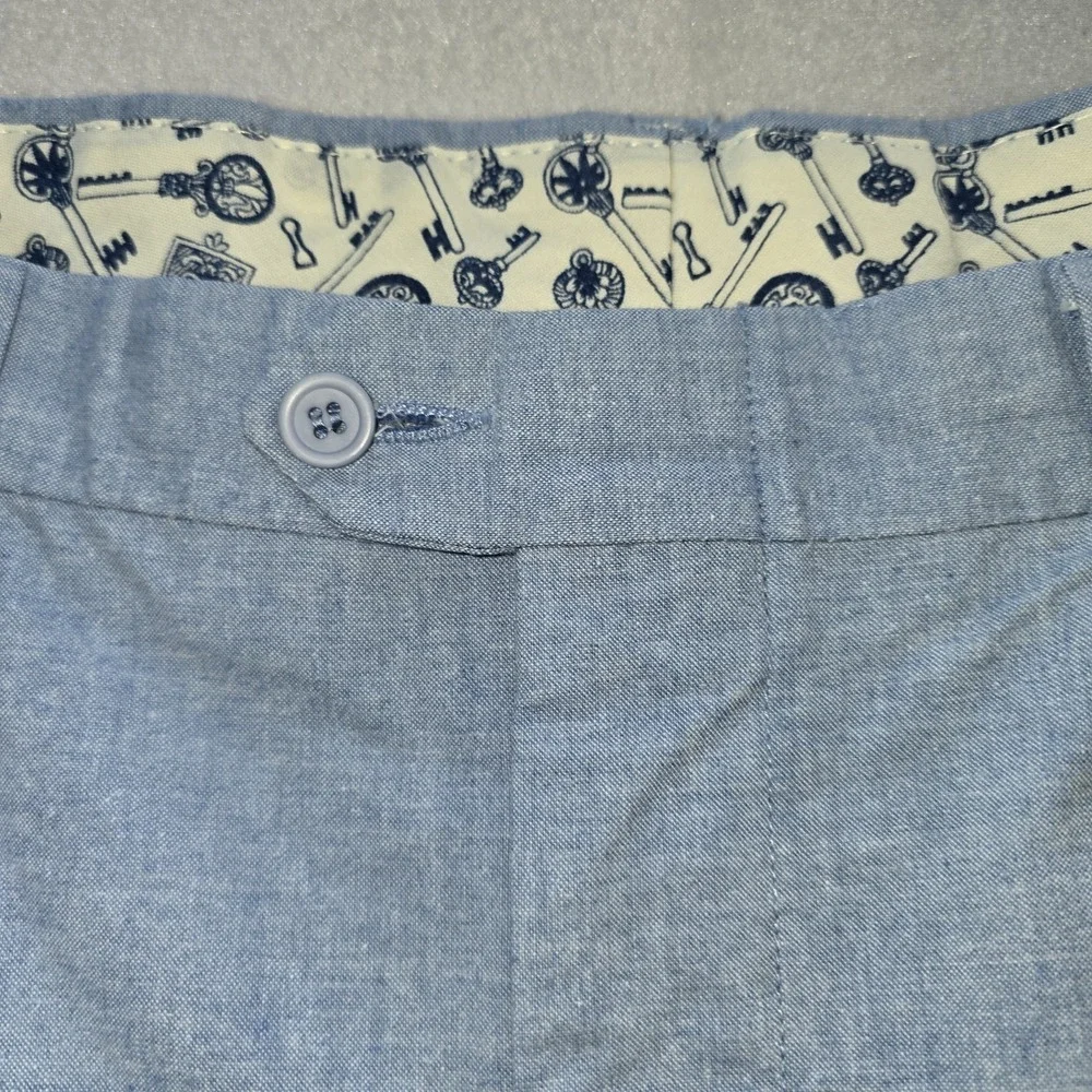 Vtg LANDS END Pleated Chino Pants 38x32 Made in USA Blue Old Money Dad Aesthetic